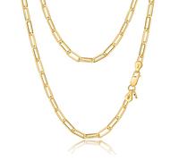 Amberta Collanina a Maglia Rettangolare da Donna in Argento Sterling 925: Placcata Oro 18K 4.4 mm 60 cm Regolabile