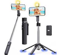 Ambertronix Selfie Stick Treppiede Quadrapod da 101,6 cm, Luce a bordo, Telecomando senza fili Bluetooth, Estensibile, Acciaio Inox, 3 Modalità di Luce, 9 Livelli di Luminosità, Compatibile con Tutti
