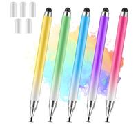 Penna Touch Screen Universale, 2 in 1 Stylus Pen Compatibile con iPad, iPhone, Tablet Android, Microsoft Surface, Laptop, Chromebook [Set da 5] - Blu, Verde, Rosa, Viola, Giallo