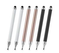 AmberVec Pennino capacitivo per touchscreen, penne stilistiche 2 in 1, compatibili con iPhone, iPad e tutti i dispositivi touch screen: tablet, Android, laptop, computer, confezione da 6, nero, oro
