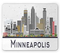 Ambesonne Minnesota - Tappetino per mouse, motivo: elevazione di una strada a Minneapolis, con facciate altamente dettagliate, tappetino per mouse rettangolare in gomma antiscivolo, dimensioni