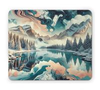 Ambesonne Tappetino per il mouse, effetto acquerello Dreamy Vibe Woodland e Mountain Scene stampa con nuvole, rettangolare in gomma antiscivolo, dimensioni standard, blu cadetto pesca foglia di tè