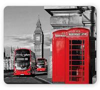 Ambesonne Tappetino per il mouse, motivo: cabina telefonica di Londra in strada tradizionale locale culturale Inghilterra Regno Unito retrò tappetino per mouse rettangolare in gomma antiscivolo