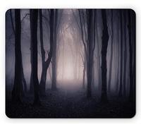 Ambesonne Tappetino per il mouse, motivo foresta, sentiero nel buio, nebbia, immagine raccapricciante di rami intrecciati di Halloween, tappetino per mouse rettangolare in gomma antiscivolo