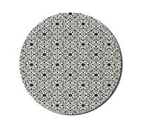 Ambesonne Tappetino per mouse antico orientale per computer, motivo intricato di fiori orientali tradizionali, rotondo, antiscivolo, in gomma spessa, moderno, per gaming, 20,3 cm, rotondo, marrone
