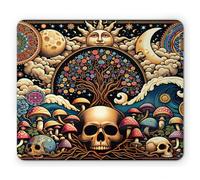 Ambesonne Tappetino per mouse astratto fantasy, natura psichica con funghi colorati albero della morte, tappetino rettangolare in gomma antiscivolo, dimensioni standard, giallo pallido e multicolore