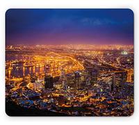 Ambesonne Tappetino per mouse con città panoramica di Città del Capo all'alba Sudafrica, costa stradale architettura crepuscolo, tappetino per mouse rettangolare in gomma antiscivolo, dimensioni