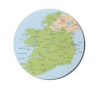 Ambesonne Tappetino per mouse con mappa dell'Irlanda, per computer, dimostrazione della regione irlandese europea, guida turistica europea, tappetino per mouse rotondo in gomma spessa antiscivolo