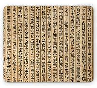 Ambesonne - Tappetino per mouse con stampa egiziana, motivo "Geroglifici" su strisce Archeologia Storia Lingua, rettangolare in gomma antiscivolo, misura standard, colore: Marrone Nero