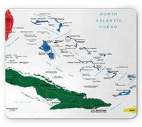 Ambesonne Tappetino per mouse, motivo: isola, mappa delle Bahamas, spiaggia, Isole Cayman, distretto geografico, turismo, turismo, rettangolare, in gomma, antiscivolo, dimensioni standard, verde