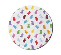 Ambesonne Tappetino per mouse per computer, con orsetti gommosi dai colori vivaci, caramelle deliziose gelatine, snack zuccherati, gusto masticabile, rotondo, antiscivolo, in gomma spessa, moderno, da