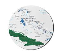 Ambesonne Tappetino per mouse per computer, mappa delle Bahamas, spiaggia, Isole Cayman, distretto geografico, turismo, turismo, rotondo, antiscivolo, in gomma spessa, moderno, da gioco, rotondo, 20,3