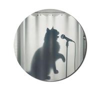 Ambesonne Tappetino per mouse per computer, motivo: ombra di un gattino che canta, divertente bagno musicista animale, scherzo umoristico, rotondo, antiscivolo, in gomma spessa, moderno, da gioco