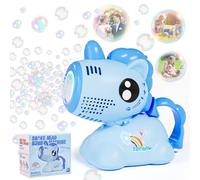 Ambesty Macchina a bolle portatile per bambini, Macchina Bolle con luci e musica con Soluzione a Bolle da 100 ml, Giocattoli da Giardino per Festa di Compleanno Matrimonio All'aperto (Blu)