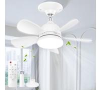 Ambesty Ventilatore da Soffitto con Luce e Telecomando, 52 cm, Lampada Ventilatore LED E27 Dimmerabile con Base Fornita, 3000-6500K, 3 Velocità, Plafoniera Silenziosa per Camera, Cucina, Bagno