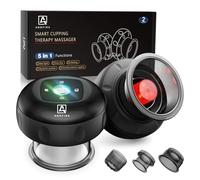 Ambfina Set di coppette 5 in 1 per massaggio, 12 livelli, set di coppettazione dinamica intelligente con terapia a luce rossa e calore penetra per sollievo mirato dal dolore, nodi, dolore, dolori