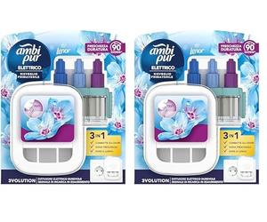 Ambi Pur 3Volution Profumatore per Ambienti, 1 Diffusore Elettrico e 1 Ricarica, Fragranza Lenor Risveglio Primaverile, Teconologia Elimina Odori, Fino a 90 Giorni di Profumo per Ricarica