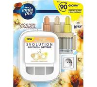 Ambi Pur 3Volution Profumatore per Ambienti, 1 Diffusore Elettrico e 1 Ricarica, Fragranza Oro e Fiori di Vaniglia, tecnologia Elimina Odori, Fino a 90 Giorni di Profumo per Ricarica