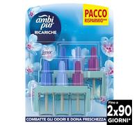 Ambi Pur 3Volution Profumatore per Ambienti, 2 Ricariche per Diffusore Elettrico, Fragranza Lenor Risveglio Primaverile, tecnologia Elimina Odori