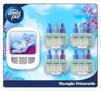 Ambi Pur 3Volution Profumatore per Ambienti, Diffurore Elettrico e 4 Ricariche, Fragranza Risveglio Primaverile, tecnologia Elimina Odori, Fino a 90 Giorni di Profumo per Ricarica