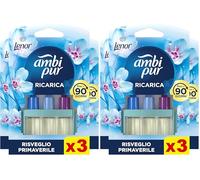 Ambi Pur 3Volution Ricarica Profumatore Per Ambienti Con Diffusore Elettrico Lenor Risveglio Primaverile 60ml, 3 Diverse Fragranze Per Combattere Gli Odori (Confezione da 2)