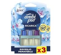 Ambi Pur 3Volution Ricarica Profumatore Per Ambienti Con Diffusore Elettrico Lenor Risveglio Primaverile 60ml, 3 Diverse Fragranze Per Combattere Gli Odori