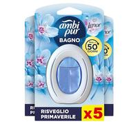 Ambi Pur Bagno Profumatore Per Ambienti, 5 Profumatori Bagno, Fragranza Lenor Risveglio Primaverile, Diffusore Ambiente Con Tecnologia Elimina Odori, Durata Fino a 50 Giorni Per Profumatore