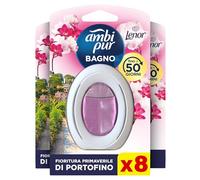 Ambi Pur Bagno Profumatore Per Ambienti, 8 Profumatori Bagno, Fragranza Fioritura di Portofino, Diffusore Ambiente Con Tecnologia Elimina Odori, Durata Fino a 50 Giorni Per Profumatore