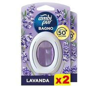 Ambi Pur Bagno Profumatore per Ambienti ad Azione Continua, 2 pezzi, Fragranza Lavanda, Eliminazione e Prevenzione degli Odori, fino a 50 giorni di Profumo