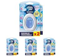 Ambi Pur Bagno Profumatore per Ambienti ad Azione Continua, 2 pezzi, Lenor Risveglio Primaverile, Eliminazione e Prevenzione degli Odori, fino a 50 giorni di Profumo (Confezione da 4)