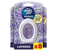Ambi Pur Bagno Profumatore per Ambienti ad Azione Continua, 8 pezzi, Fragranza Lavanda, Eliminazione e Prevenzione degli Odori, fino a 50 giorni di Profumo