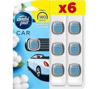 Ambi Pur Car kit Deodorante Auto 6 Clip Nuvole di Cotone Fresco 12ml 180 Giorni