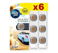 Ambi Pur Car Orchidea Tailandese Ricarica Di Deodorante Per Ambienti Con Clip 2ml, Per Eliminare Gli Odori Sgradevoli Dall’Auto, 6 Pezzi