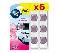 Ambi Pur Car Starter Kit Deodorante Per Ambienti Con Clip Fiori Eleganti Per Eliminare Gli Odori Sgradevoli Dall’Auto, 2ml, 6 Pezzi