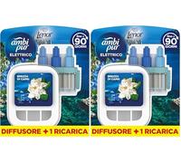 Ambi Pur Fresca Brezza di Capri 3Volution Starter Kit Deodorante Per Ambienti Con Diffusore Elettrico Programma Intelligente 20ml, 3 Diverse Fragranze Per Combattere Gli Odori (Confezione da 2)