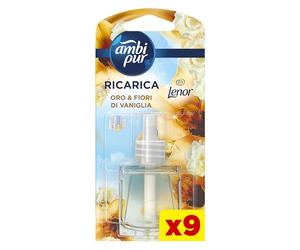 Ambi Pur Mono Profumatore Elettrico, Elimina Odore, 9 Ricariche, Lenor Oro
