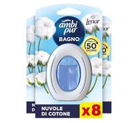 Ambi Pur Profumatore Bagno, Elimina Odori, 8 Pezzi, Nuvole di Cotone