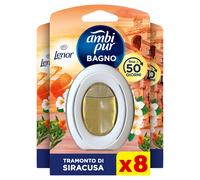 Ambi Pur Profumatore Bagno Elimina Odori 8 Pezzi Profumo di Arancia Azione