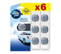 Ambi Pur Profumatore per Auto, 6 Deodorannti per Macchina, Brezza Leggera