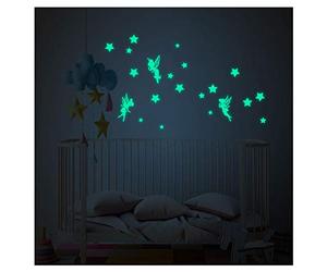 Ambiance-Live Adesivi Fosforescenti - Pack di 3 Fatine e 18 Etoiles