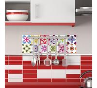 Ambiance Sticker Adesivi Autoadesivi, Decorazioni Murali, Adesivi per Piastrelle per Bagno e Cucina Arabesques - 12 Piastrelle Adesive 10 x 10 cm