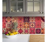 Ambiance Sticker Adesivi Autoadesivi, Decorazioni Murali, Adesivi per Piastrelle per Bagno e Cucina Cementine Azulejos Cipriano - 24 Piastrelle Adesive 15 x 15 cm