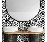 Ambiance Sticker Adesivi Autoadesivi, Decorazioni Murali, Adesivi per Piastrelle per Bagno e Cucina Cementine Azulejos Cristina - 24 Piastrelle Adesive 10 x 10 cm