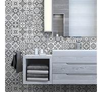 Ambiance Sticker Adesivi Autoadesivi, Decorazioni Murali, Adesivi per Piastrelle per Bagno e Cucina Cementine Azulejos Arcangel - 24 Piastrelle Adesive 10 x 10 cm