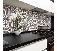Ambiance Sticker Adesivi Autoadesivi, Decorazioni Murali, Adesivi per Piastrelle per Bagno e Cucina Cementine Azulejos Solenzara - 24 Piastrelle Adesive 10 x 10 cm
