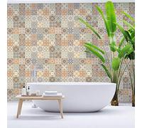 Ambiance Sticker Adesivi Autoadesivi, Decorazioni Murali, Adesivi per Piastrelle per Bagno e Cucina Cementine Azulejos Olka - 24 Piastrelle Adesive 10 x 10 cm