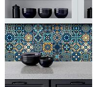 Ambiance Sticker Adesivi Autoadesivi, Decorazioni Murali, Adesivi per Piastrelle per Bagno e Cucina Cementine Azulejos Dizier - 24 Piastrelle Adesive 20 x 20 cm