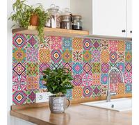 Ambiance Sticker Adesivi Autoadesivi, Decorazioni Murali, Adesivi per Piastrelle per Bagno e Cucina Cementine Azulejos Anabel - 24 Piastrelle Adesive 10 x 10 cm