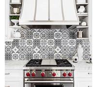 Ambiance Sticker Adesivi Autoadesivi, Decorazioni Murali, Adesivi per Piastrelle per Bagno e Cucina Nuances de Gris Marrakech - 9 Piastrelle Adesive 10 x 10 cm