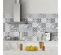 Ambiance Sticker Adesivi Autoadesivi, Decorazioni Murali, Adesivi per Piastrelle per Bagno e Cucina Nuances de Gris Monte-Carlo - 9 Piastrelle Adesive 15 x 15 cm